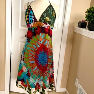Desigual tie-top sun dress size S.Cotton voile. Fit sized for a size 2 or 4 /34+